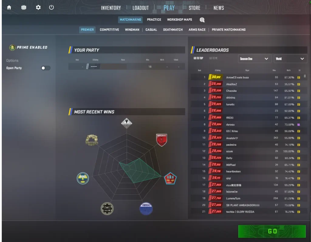 CS2 Prime Mode Match