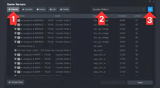 how to find community servers cs2