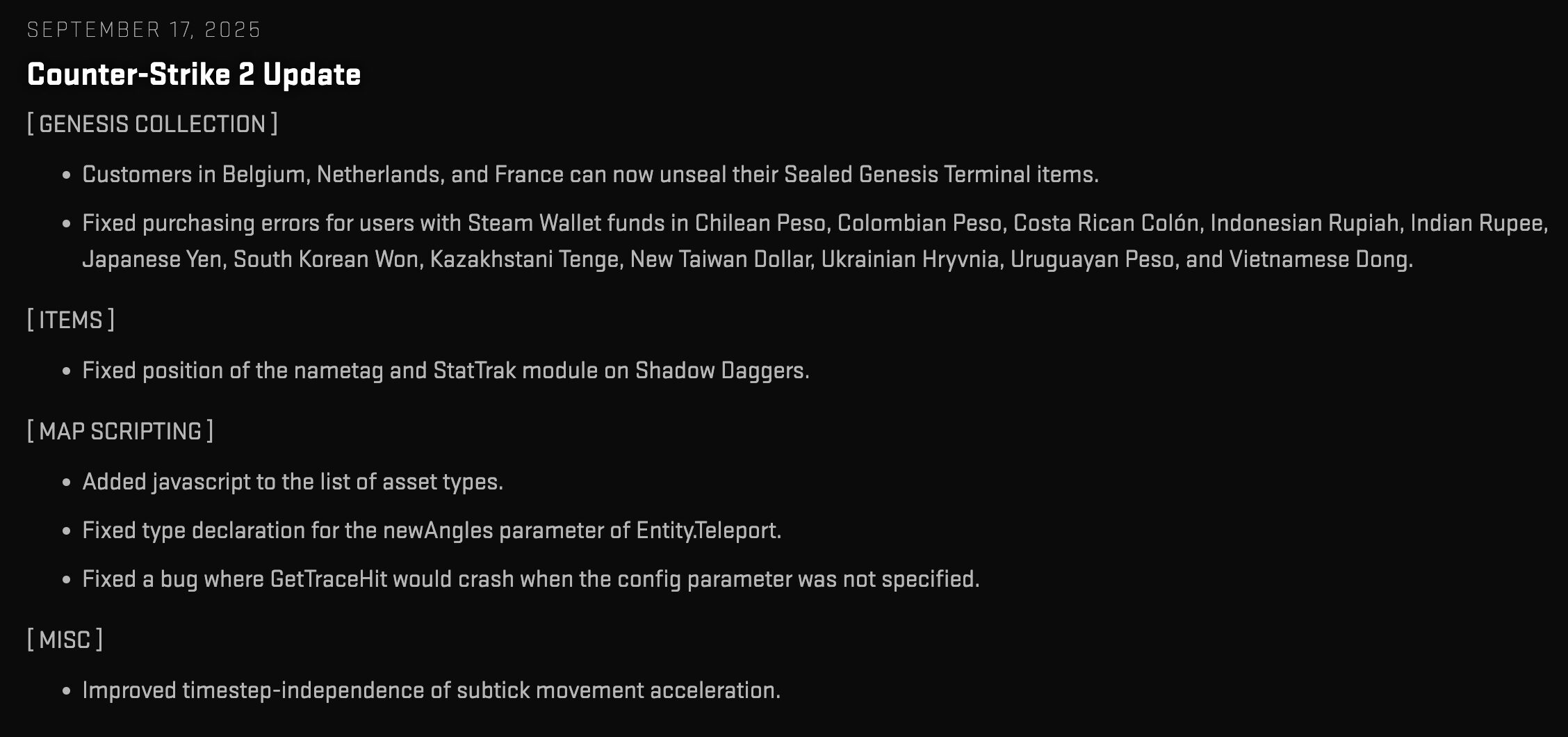 Counter-Strike 2 September 17, 2025 Update: What’s New?