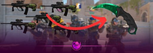 Best Guide for Knife and Glove Trade-Ups in CS2 featuring the new 5 Covert trade-up update and knife crafting system on DaddySkins