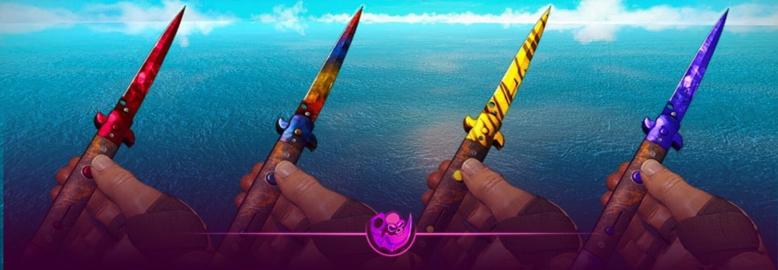 Stiletto Knife Doppler skin in CS2 showcased under Source 2 lighting