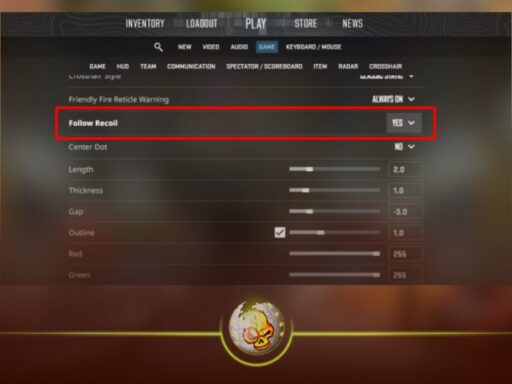 follow recoil cs2 crosshair setting showing spray control pattern