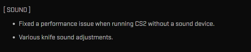 Sound changes in the CS2 update today