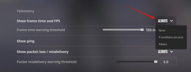 Turn on the CS2 Telemetry HUD cs2