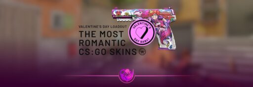 Valentine’s Day CS2 skins banner featuring pink Counter Strike 2 weapon skins available on DaddySkins