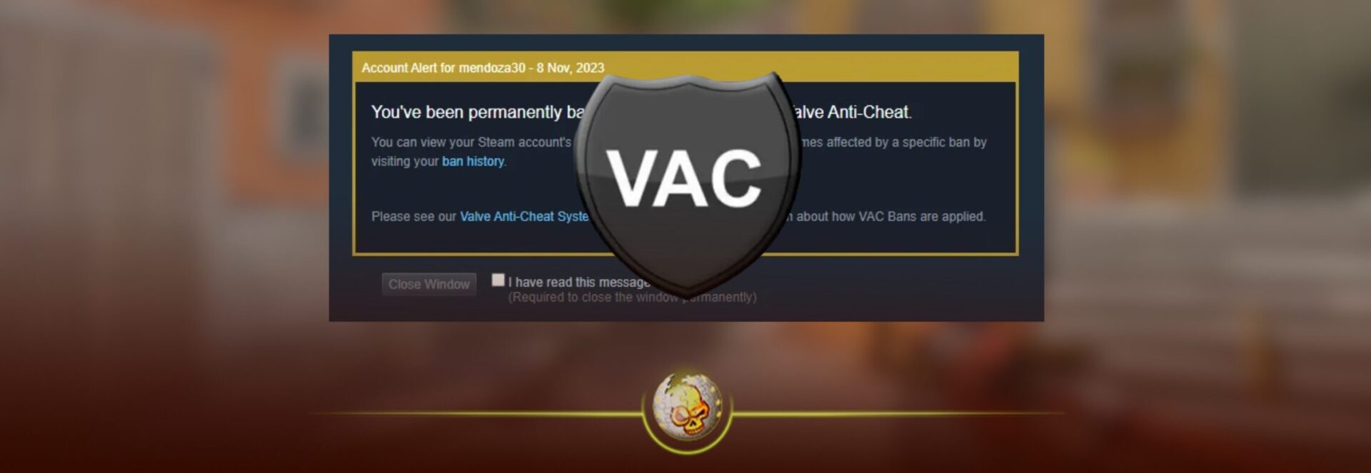 How VAC works in CS2 showing Valve Anti Cheat match cancellation screen