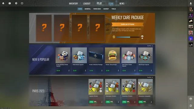 CS2 weekly drop profile XP rank