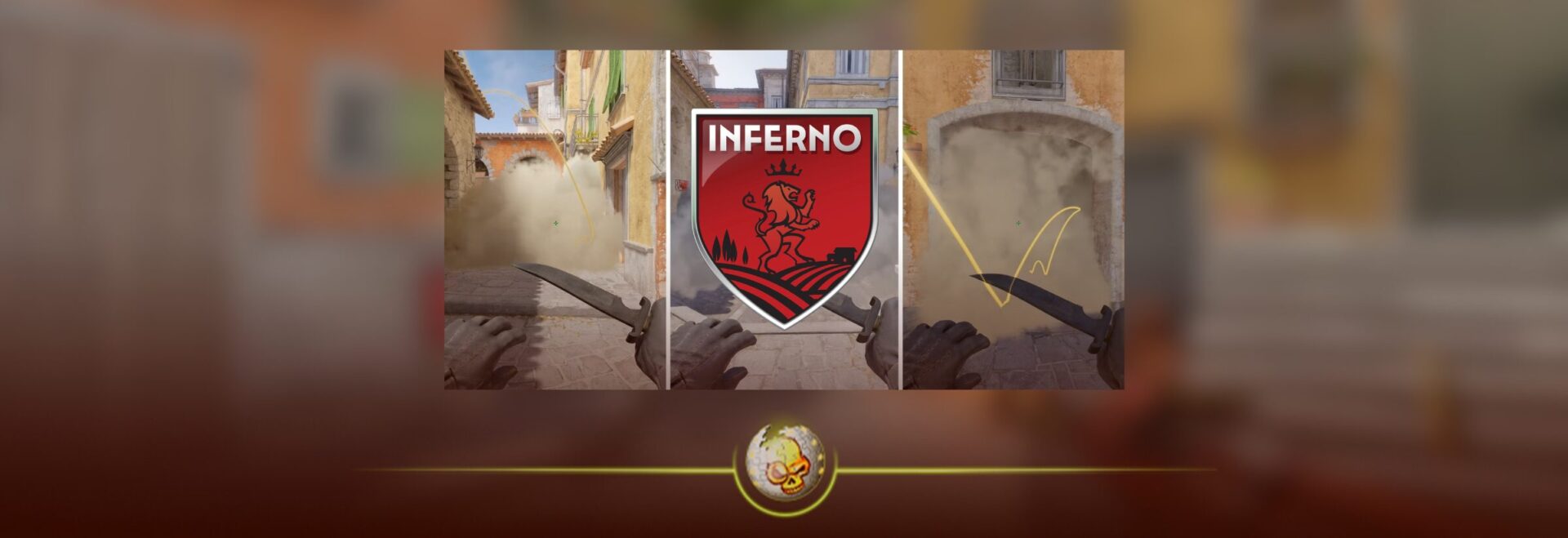 CS2 Inferno smokes guide showing key smoke lineups for B site, Banana, and A site