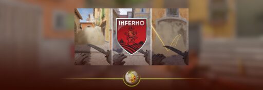 CS2 Inferno smokes guide showing key smoke lineups for B site, Banana, and A site