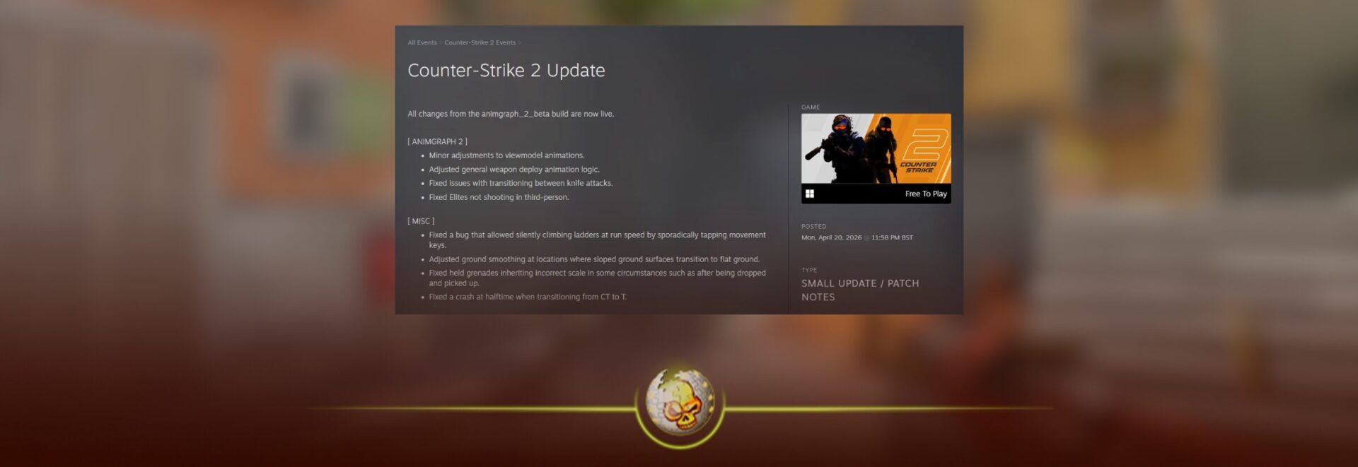 CS2 AnimGraph2 update showing new animation system and gameplay changes