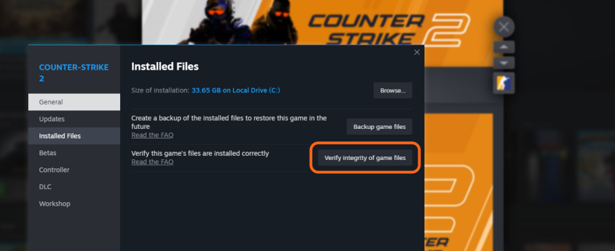 Verifying Game Files cs2