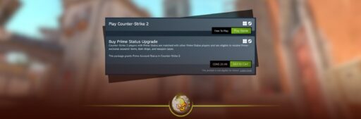 CS2 free to play in 2026 with Prime Status upgrade shown on screen
