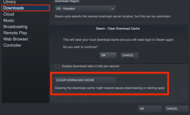 Clear the Steam Download Cache