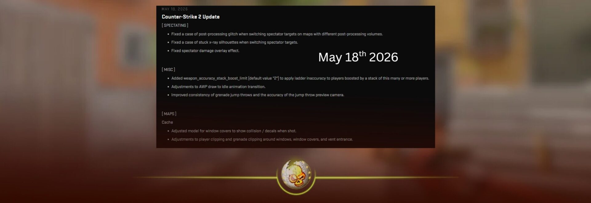 New CS2 update fixes spectator bugs and Cache improvements