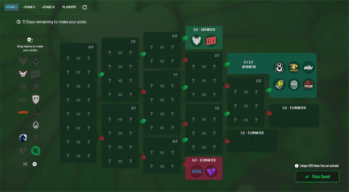 Pick'em for IEM Cologne 2026