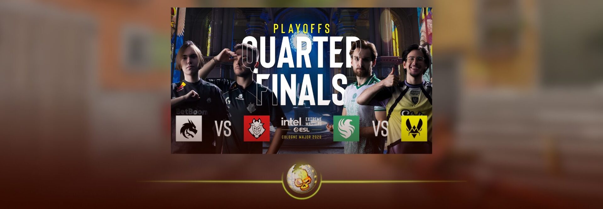 G2 Esports vs Team Spirit IEM Cologne Major 2026 quarterfinal live updates graphic