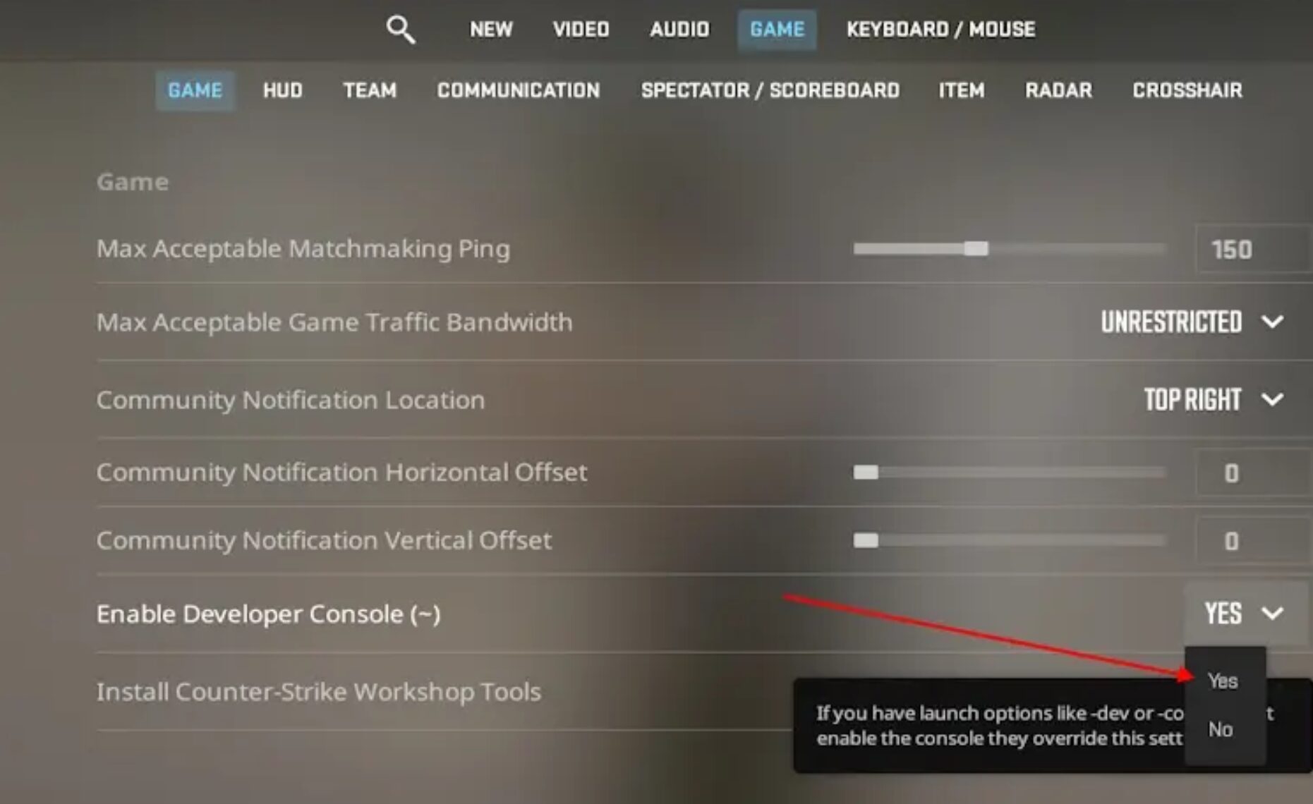 How to Enable the Developer Console in CS2