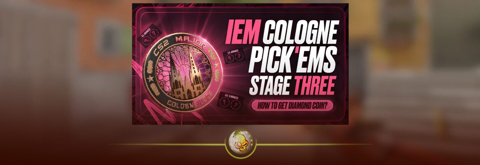 IEM Cologne Stage 3 Pick'Ems graphic for the CS2 Major showing pick options and Diamond Coin guide