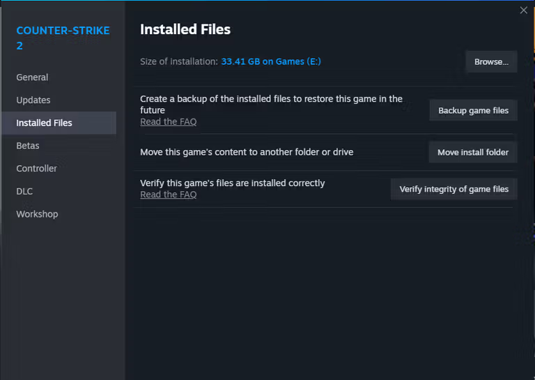 Verify the Integrity of CS2 Game Files CS2 Mouse Not Working