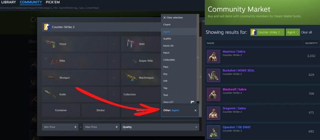 Buy an Agent on the Steam Community Market How to Get Character Skins in CS2