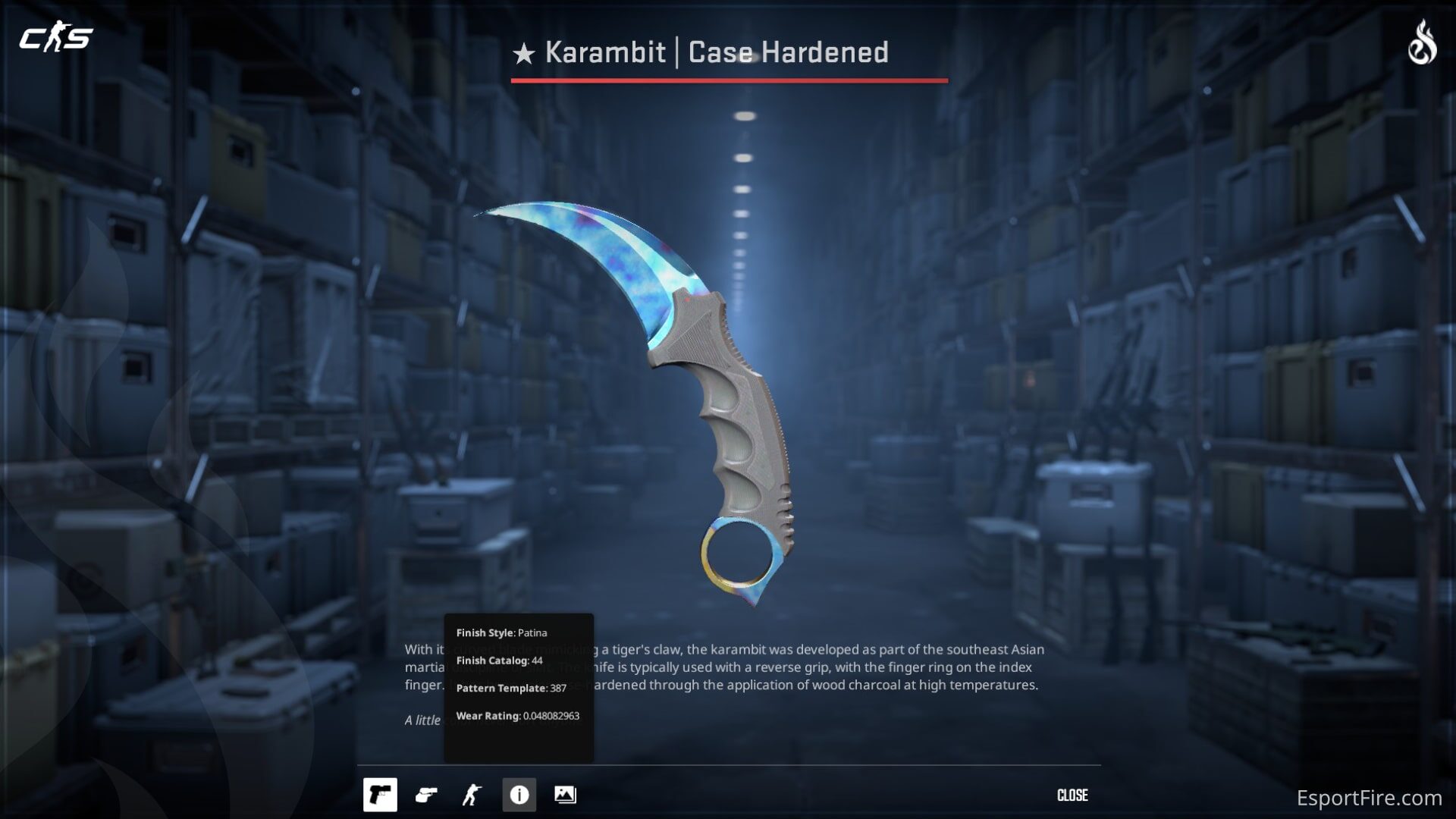 Karambit Case Hardened Blue Gem #387