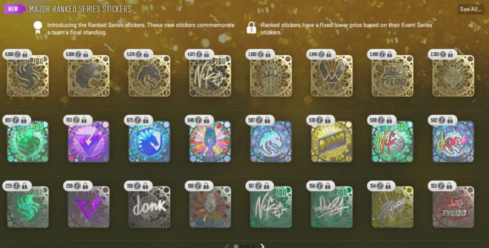 CS2 Update Adds Cologne 2026 Ranked Stickers