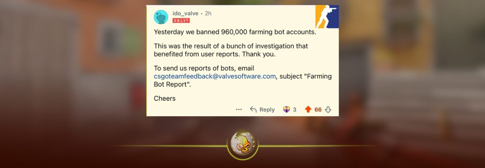 Valve bans 960,000 CS2 farming bot accounts