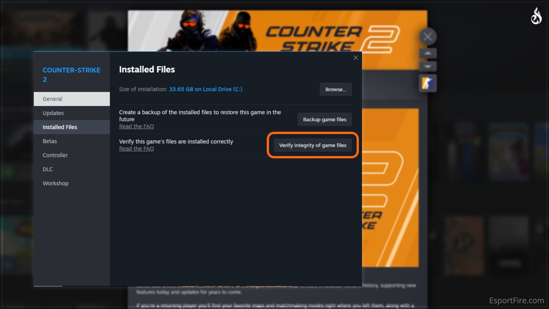 Verify the CS2 Game Files