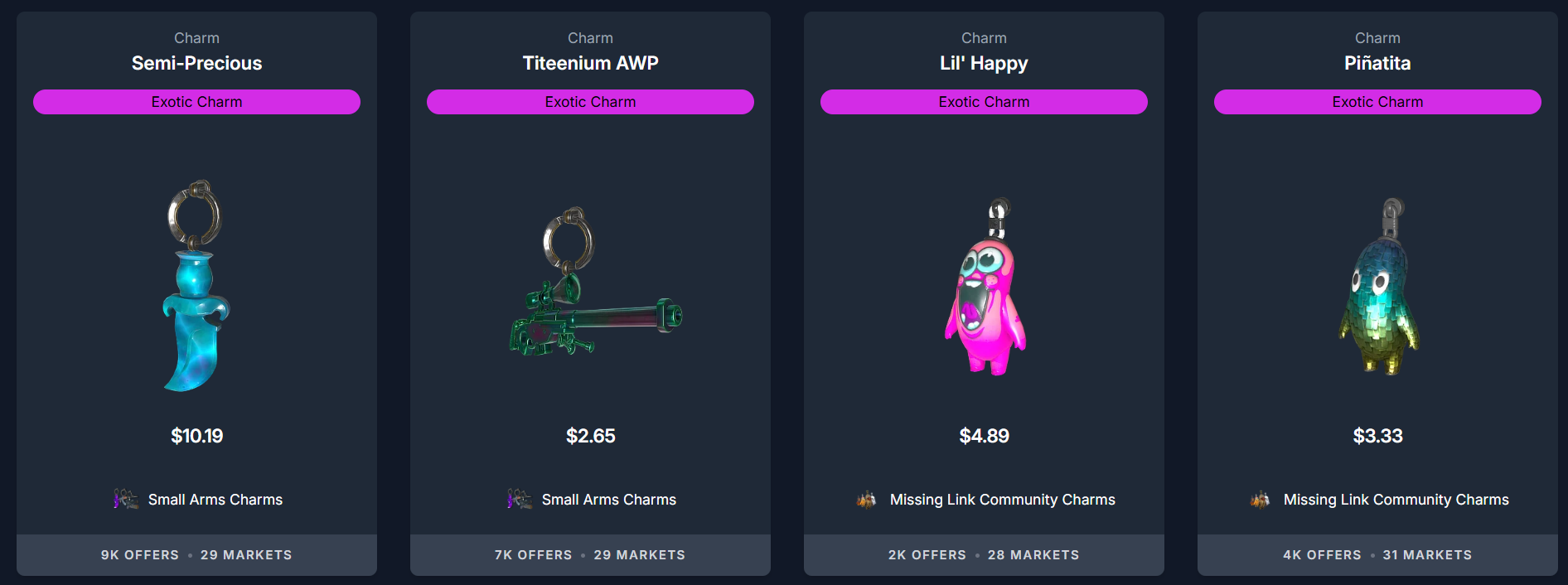 Exotic is the third charm rarity tier and uses the pink quality color cs2