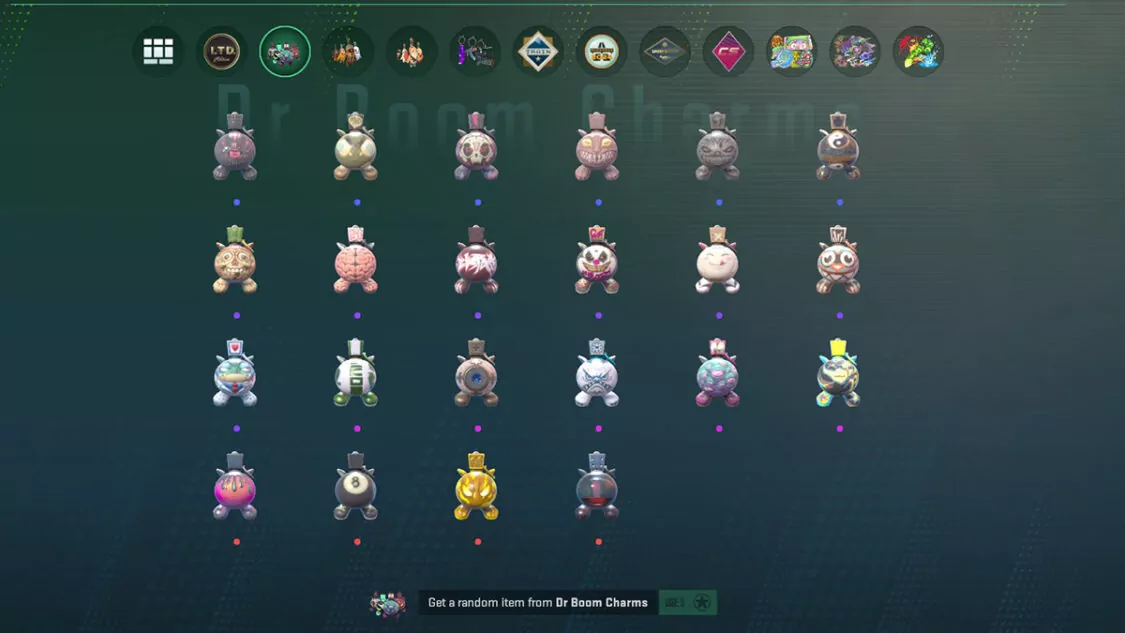 CS2 charm collections including Small Arms Missing Link and Dr Boom