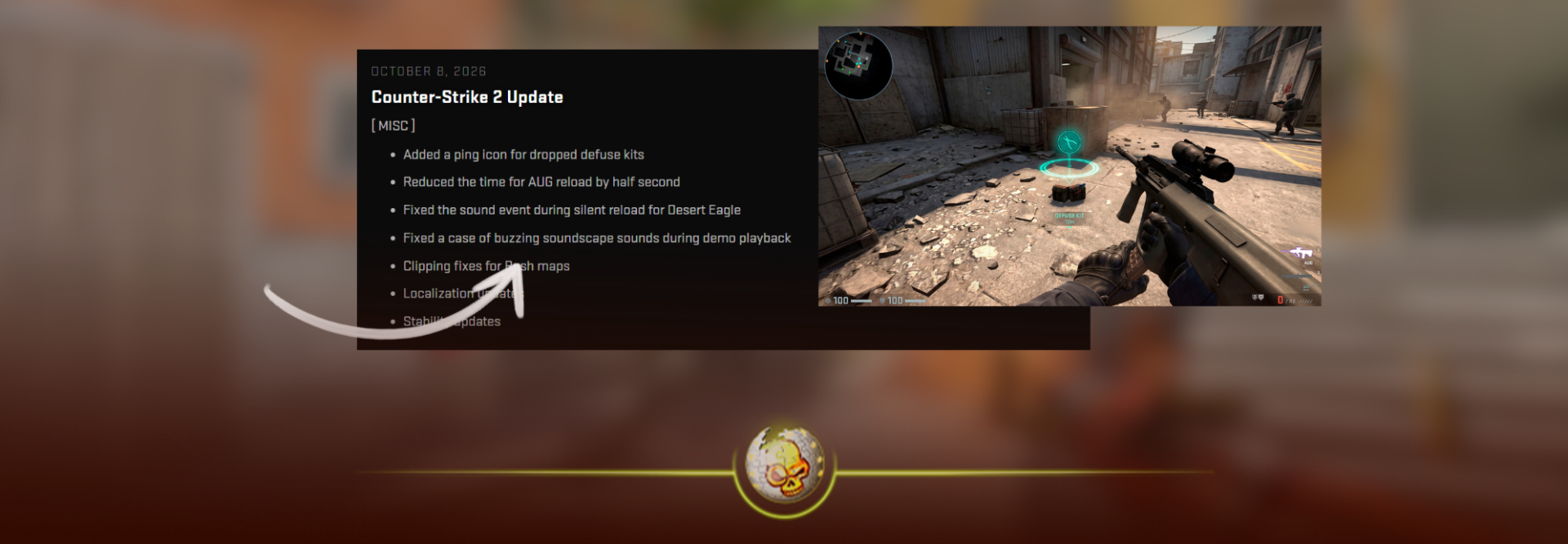 AUG rifle and dropped defuse kit in Counter-Strike 2