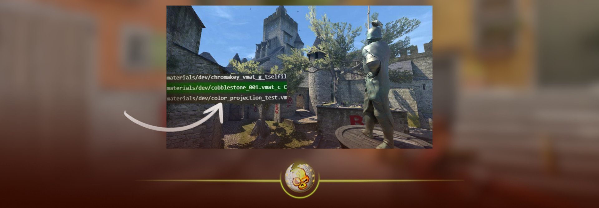 Cobblestone castle courtyard in CS2