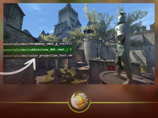 Cobblestone castle courtyard in CS2